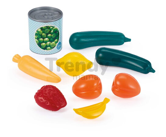 Nákupný košík Self Service Basket 100% Chef Écoiffier so zeleninou a ovocím 9 doplnkov od 18 mes