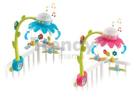 Kolotoč nad postieľku Flower Cotoons Smoby s motýlikmi, hudbou a svetlom pre najmenších ružový