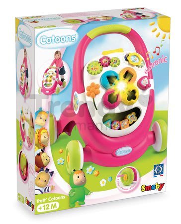 Didaktické chodítko Cotoons Smoby so zvukom a svetlom ružové od 12 mes