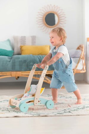 Drevené chodítko a kočík Wooden Baby Walker Pilow Corolle s mäkkým vankúšom pre bábiku od 12 mes