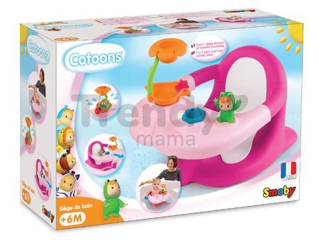 Sedátko do vane Žaba Cotoons Smoby s kvetinkou a prísavkami ružové