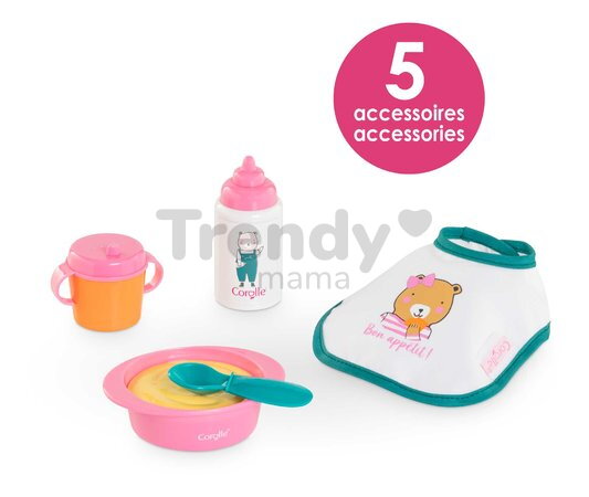 Obedová súprava pre bábiku Small Mealtime Set Corolle pre 30 cm bábiku 5 doplnkov od 18 mes