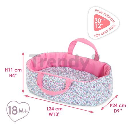 Prenosná postieľka pre bábiku Flowered Carry Bed Corolle pre 30 cm bábiku od 18 mes