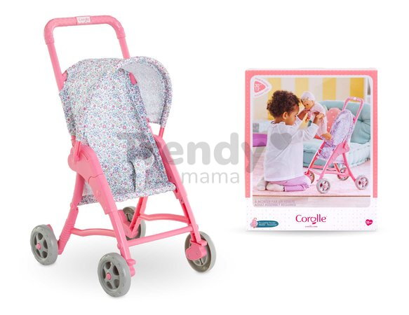 Športový kočík so sklápacou strieškou Flowered Stroller Corolle pre 30 cm bábiku od 18 mes