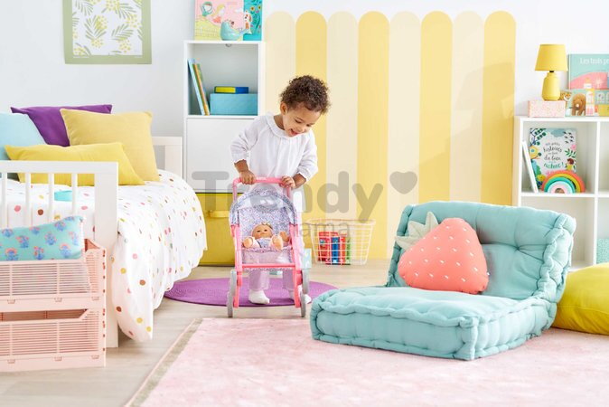 Športový kočík so sklápacou strieškou Flowered Stroller Corolle pre 30 cm bábiku od 18 mes