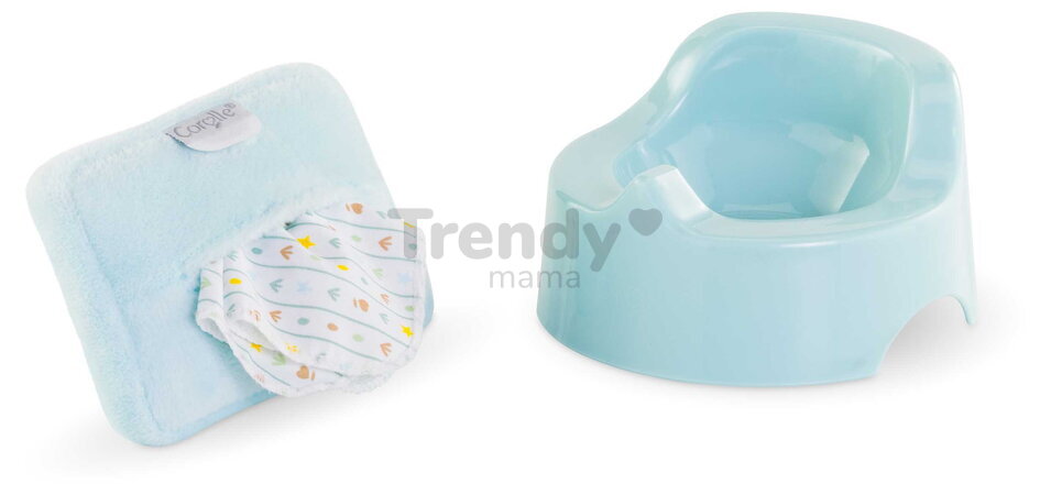 Nočník s utierkami Potty & Wipe Stars Corolle modrý pre 30 cm bábiku 2 doplnky od 18 mes