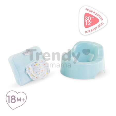 Nočník s utierkami Potty & Wipe Stars Corolle modrý pre 30 cm bábiku 2 doplnky od 18 mes