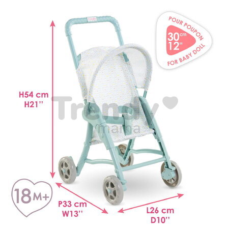 Športový kočík pre bábiku Stroller Stars Corolle modrý so sklápacou strieškou pre 30 cm bábiku od 18 mes