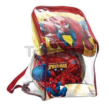 Súprava osuška a lopta Spiderman Mondo v batohu žlto-červená