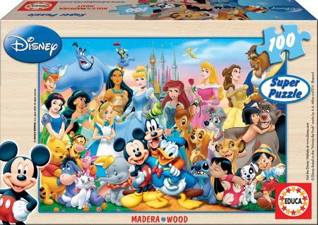 Drevené puzzle Disney svet Educa 100 dielov od 5 rokov