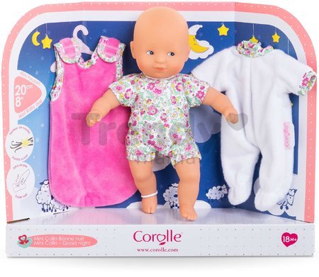 Bábika Mini Calin Good Night Blossom Garden Corolle s modrými očami pyžamom a vakom na spanie 20 cm od 18 mes