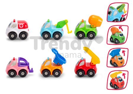 Autíčko Vroom Planet Smoby - hasiči, odťahovka, sanitka, miešačka, nákladiak,pracovné auto dĺžka 7 cm od 12 mes