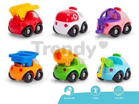 Autíčko Vroom Planet Smoby - hasiči, odťahovka, sanitka, miešačka, nákladiak,pracovné auto dĺžka 7 cm od 12 mes