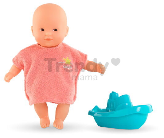 Bábika do vane Mini Bath Set Mon Premier Poupon Corolle s hnedými očami so županom a loďkou 20 cm od 18 mes
