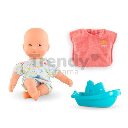 Bábika do vane Mini Bath Set Mon Premier Poupon Corolle s hnedými očami so županom a loďkou 20 cm od 18 mes