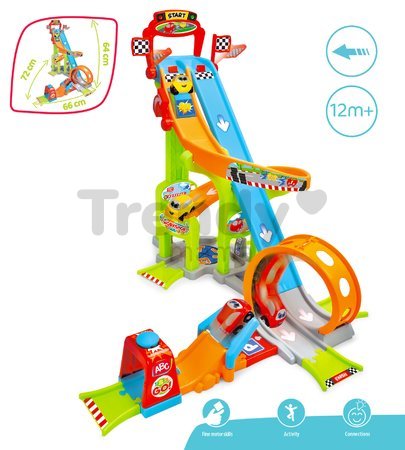 Autodráha Vroom Planet Mega Jump Smoby skákajúca s dvoma autíčkami od 18 mes