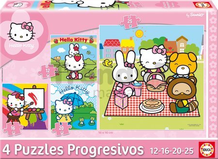 Puzzle Hello Kitty Educa 25-20-16-12 dielov od 24 mes