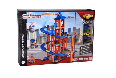 Garázs 5 szintes Motor Lift Center Majorette daruval és lifttel 5 kisautó 5 éves kortól