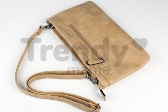 Listová kabelka z eko kože Kbas zdobená nitmi béžová