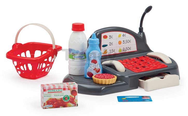 Pokladňa s nákupným vozíkom 100% Chef Ecoiffier s potravinami