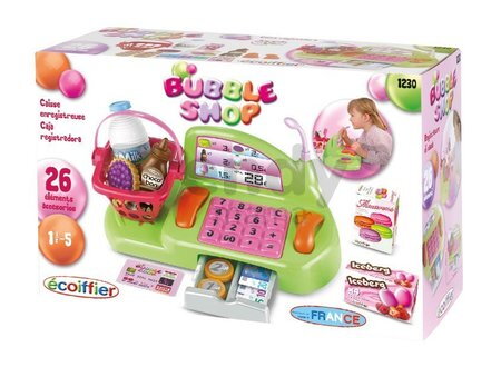 Pokladňa Bubble Shop Écoiffier s nákupným košíkom a 26 doplnkami od 18 mes