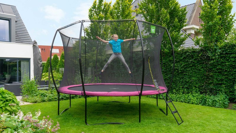 Trampolína s ochrannou sieťou Silhouette trampoline Pink Exit Toys okrúhla priemer 305 cm ružová