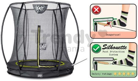 Trampolína s ochrannou sieťou Silhouette Ground Exit Toys prízemná priemer 183 cm čierna