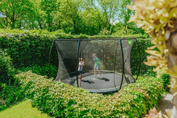Trampolína s ochrannou sieťou Silhouette Ground Exit Toys prízemná priemer 366 cm čierna
