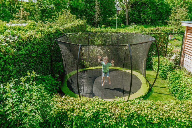 Trampolína s ochrannou sieťou Silhouette Ground Exit Toys prízemná priemer 366 cm zelená