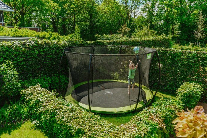 Trampolína s ochrannou sieťou Silhouette Ground Exit Toys prízemná priemer 366 cm zelená