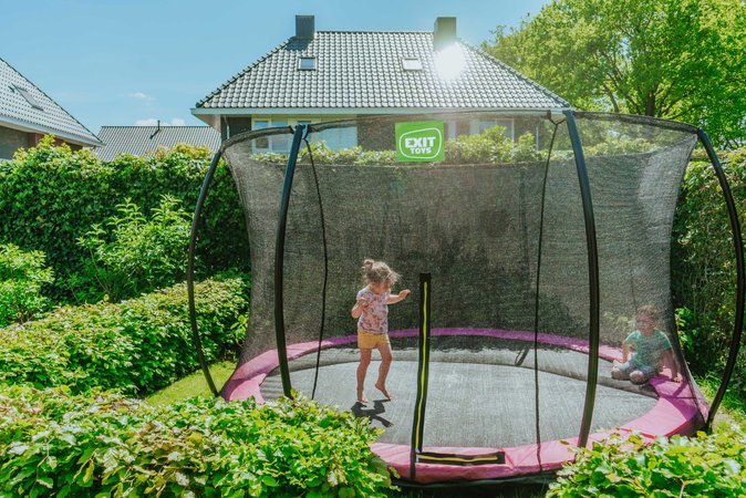 Trampolína s ochrannou sieťou Silhouette Ground Pink Exit Toys prízemná priemer 366 cm ružová
