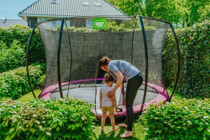 Trampolína s ochrannou sieťou Silhouette Ground Pink Exit Toys prízemná priemer 366 cm ružová