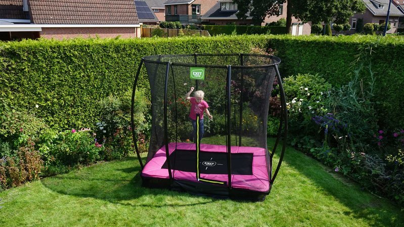 Trampolína s ochrannou sieťou Silhouette Ground Pink Exit Toys prízemná 153*214 cm ružová
