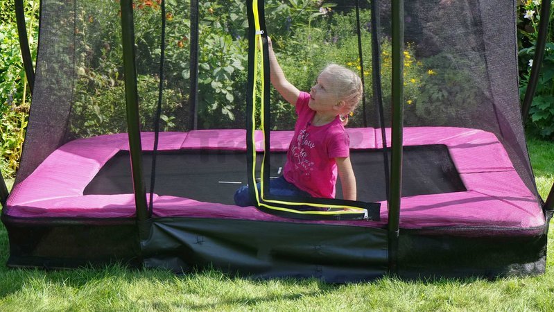 Trampolína s ochrannou sieťou Silhouette Ground Pink Exit Toys prízemná 153*214 cm ružová