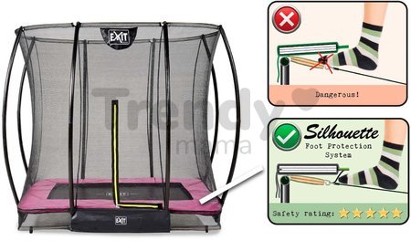 Trampolína s ochrannou sieťou Silhouette Ground Pink Exit Toys prízemná 153*214 cm ružová