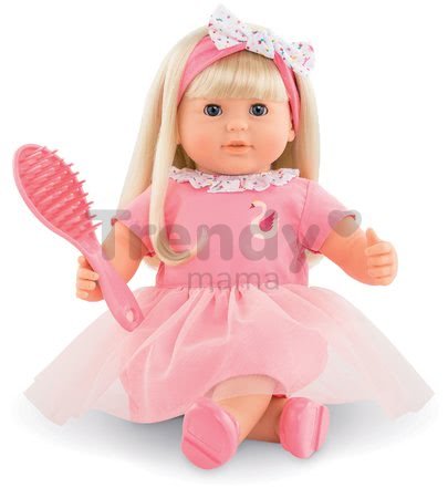 Bábika Adele s blond vlasmi Mon Grand Poupon Corolle 36 cm s modrými klipkajúcimi očami a hrebeňom
