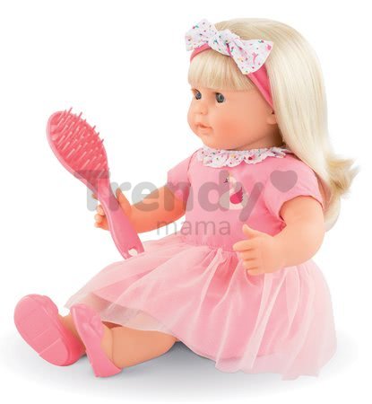 Bábika Adele s blond vlasmi Mon Grand Poupon Corolle 36 cm s modrými klipkajúcimi očami a hrebeňom