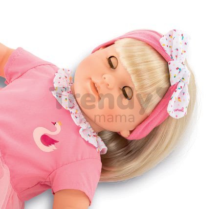 Bábika Adele s blond vlasmi Mon Grand Poupon Corolle 36 cm s modrými klipkajúcimi očami a hrebeňom