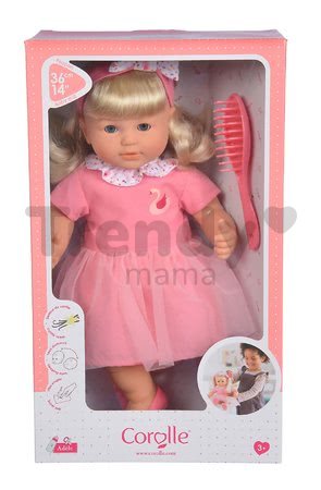 Bábika Adele s blond vlasmi Mon Grand Poupon Corolle 36 cm s modrými klipkajúcimi očami a hrebeňom