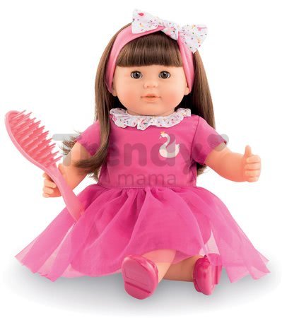 Bábika Alice s hnedými vlasmi Mon Grand Poupon Corolle 36 cm s hnedými klipkajúcimi očami a hrebeňom