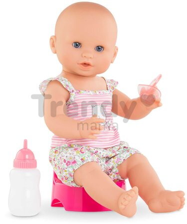 Bábika Emma pije a ciká Mon Grand Poupon Corolle s modrými klipkajúcimi očami a 3 doplnky 36 cm od 24 mes