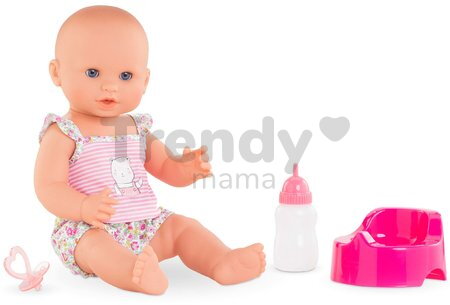 Bábika Emma pije a ciká Mon Grand Poupon Corolle s modrými klipkajúcimi očami a 3 doplnky 36 cm od 24 mes
