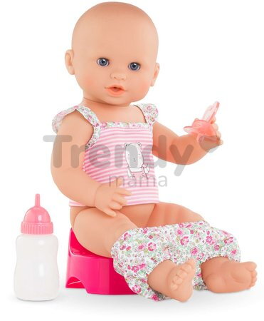 Bábika Emma pije a ciká Mon Grand Poupon Corolle s modrými klipkajúcimi očami a 3 doplnky 36 cm od 24 mes