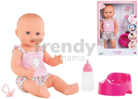 Bábika Emma pije a ciká Mon Grand Poupon Corolle s modrými klipkajúcimi očami a 3 doplnky 36 cm od 24 mes
