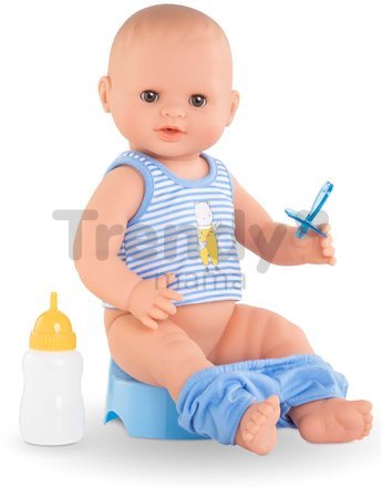 Bábika Paul pije a ciká Mon Grand Poupon Corolle s hnedými klipkajúcimi očami a 3 doplnky 36 cm od 24 mes