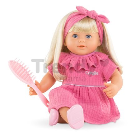 Bábika Jade Mon Grand Poupon Corolle s modrými klipkajúcimi očami a dlhé blond vlasy s hrebeňom 36 cm