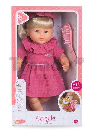 Bábika Jade Mon Grand Poupon Corolle s modrými klipkajúcimi očami a dlhé blond vlasy s hrebeňom 36 cm