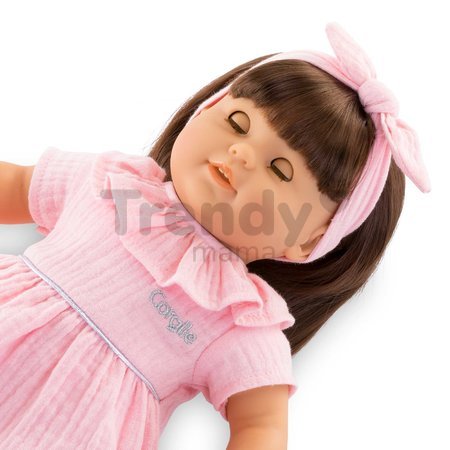 Bábika Julie Mon Grand Poupon Corolle s hnedými klipkajúcimi očami a dlhé hnedé vlasy s hrebeňom 36 cm