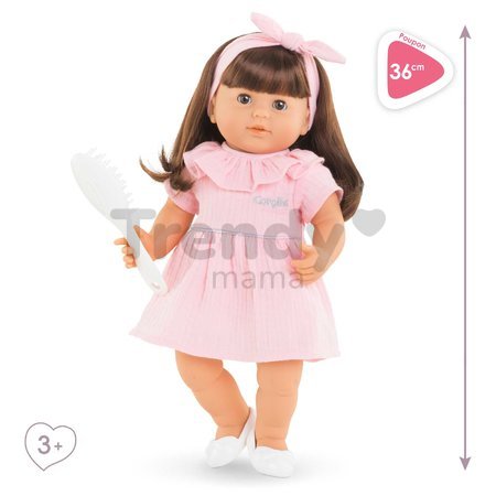 Bábika Julie Mon Grand Poupon Corolle s hnedými klipkajúcimi očami a dlhé hnedé vlasy s hrebeňom 36 cm