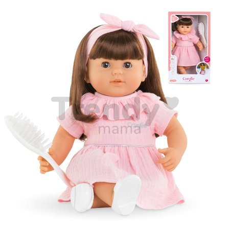 Bábika Julie Mon Grand Poupon Corolle s hnedými klipkajúcimi očami a dlhé hnedé vlasy s hrebeňom 36 cm